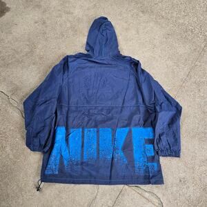 Vtg 90s NIKE Spellout Logo Graphic Baggy Athletic Hooded Zip Up Jacket XXL Fit